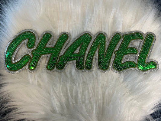 Sequin Green Silver CC word