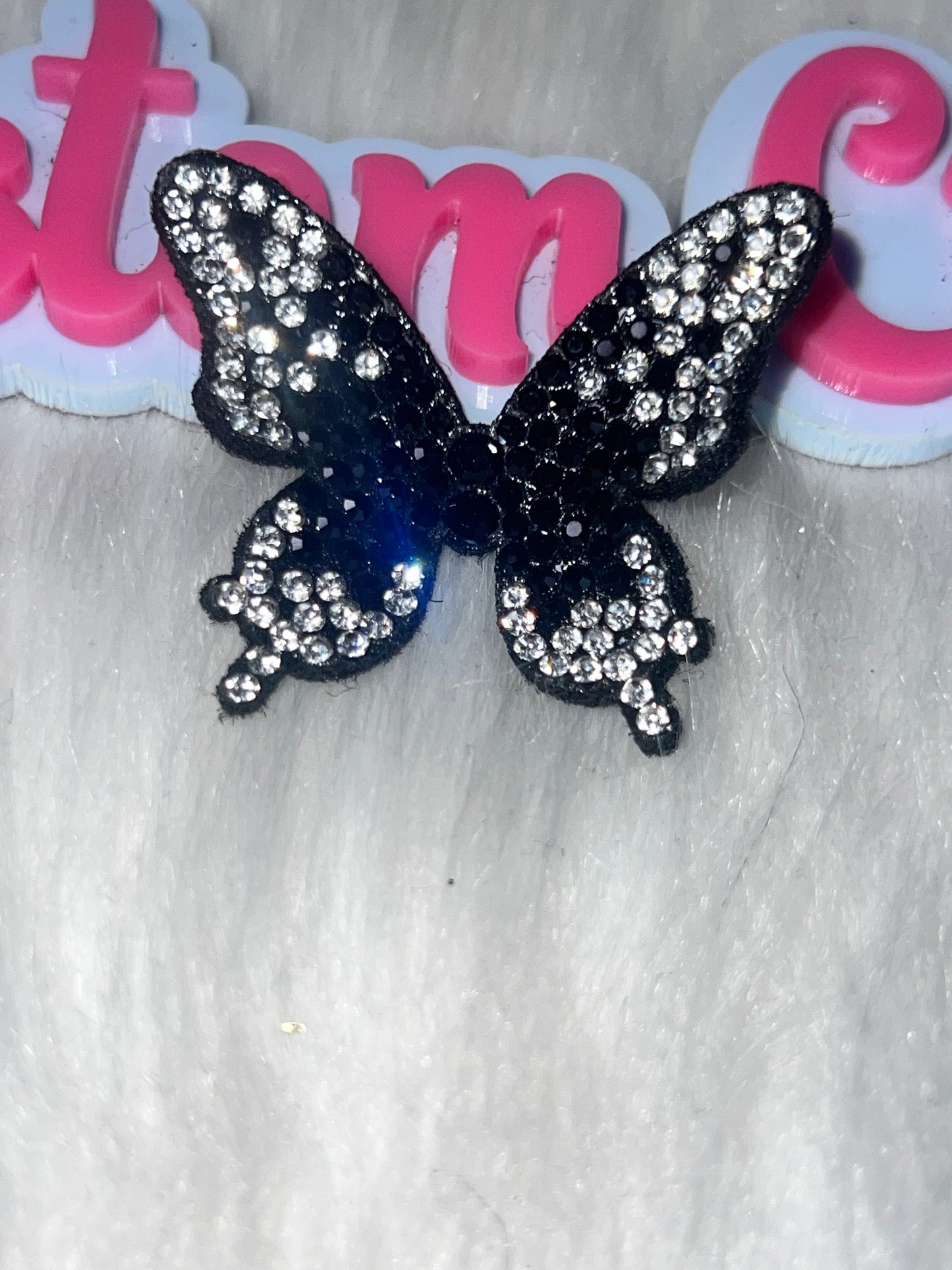 Rhinestone Butterfly Applique – Black & Clear