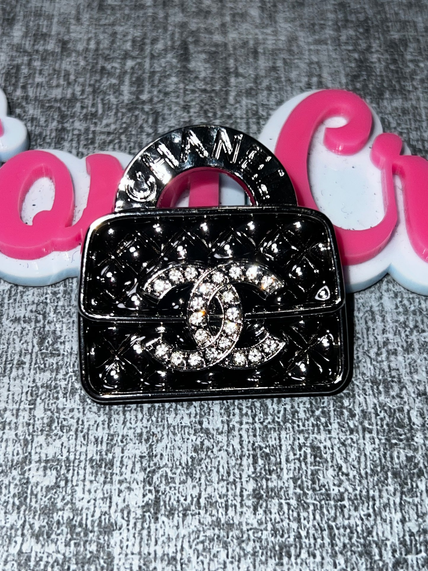 Black Quilted Handbag Fashion Brooch Pin | Rhinestone Purse Brooch | Decorative Lapel Pin