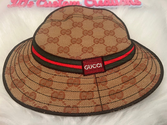 Big GG Hat Tan Red&Green