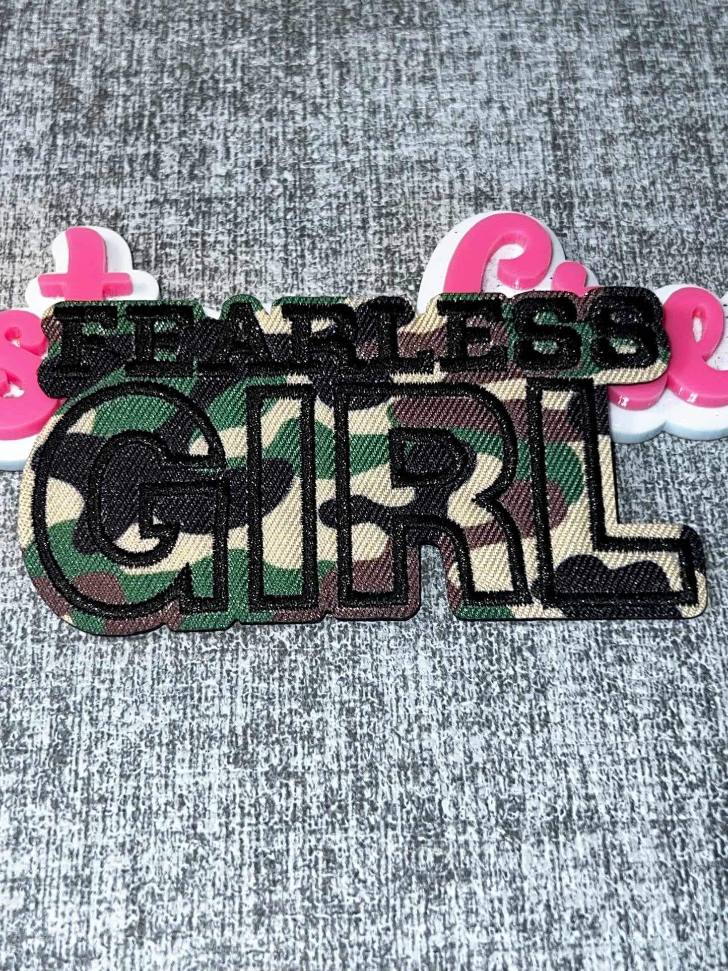 Camo “Flawless Girl” Embroidered Patch – Fashion Statement Iron On Applique