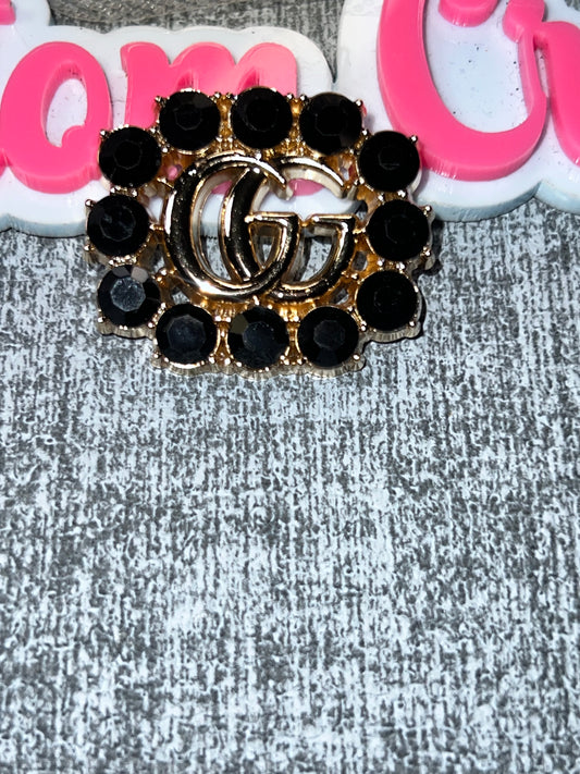 Black Rhinestone Circle Logo Charm – Luxe Bling Statement Charm for DIY Crafts