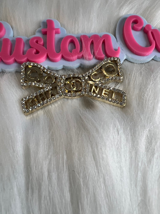 Gold Rhinestone Coco Cc Brooch
