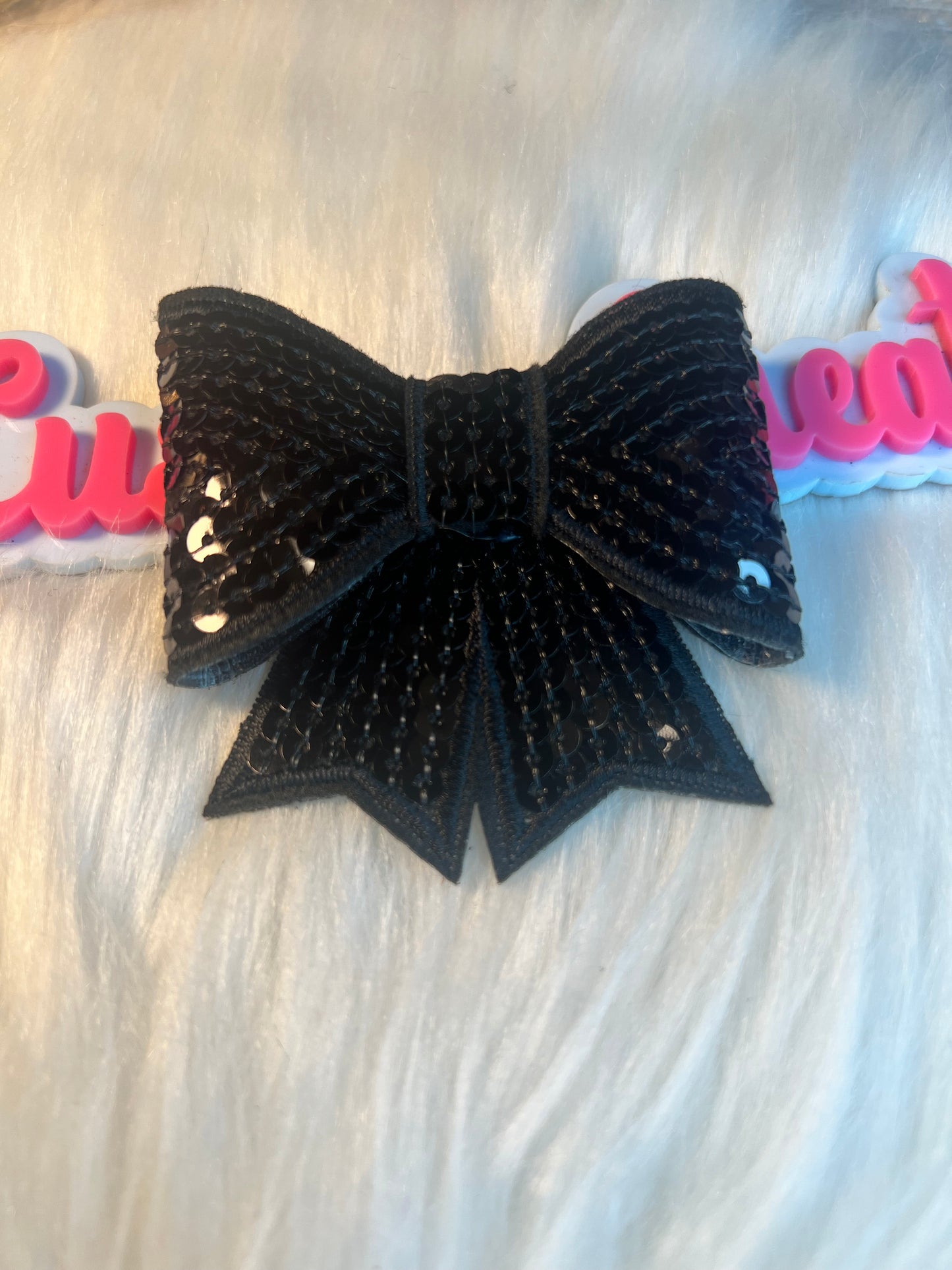 Sequin Black Bow