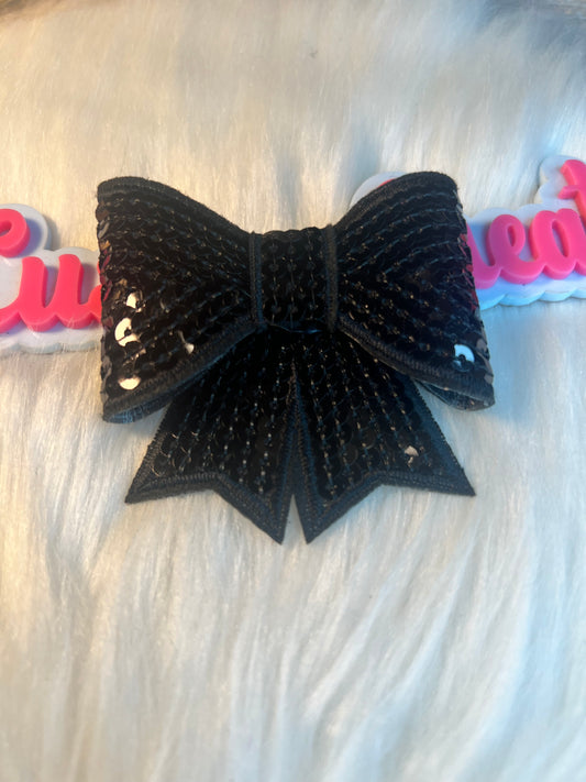 Sequin Black Bow