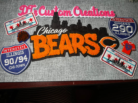 City Skyline & Orange Fan Patch Bundle – 7 Piece Set