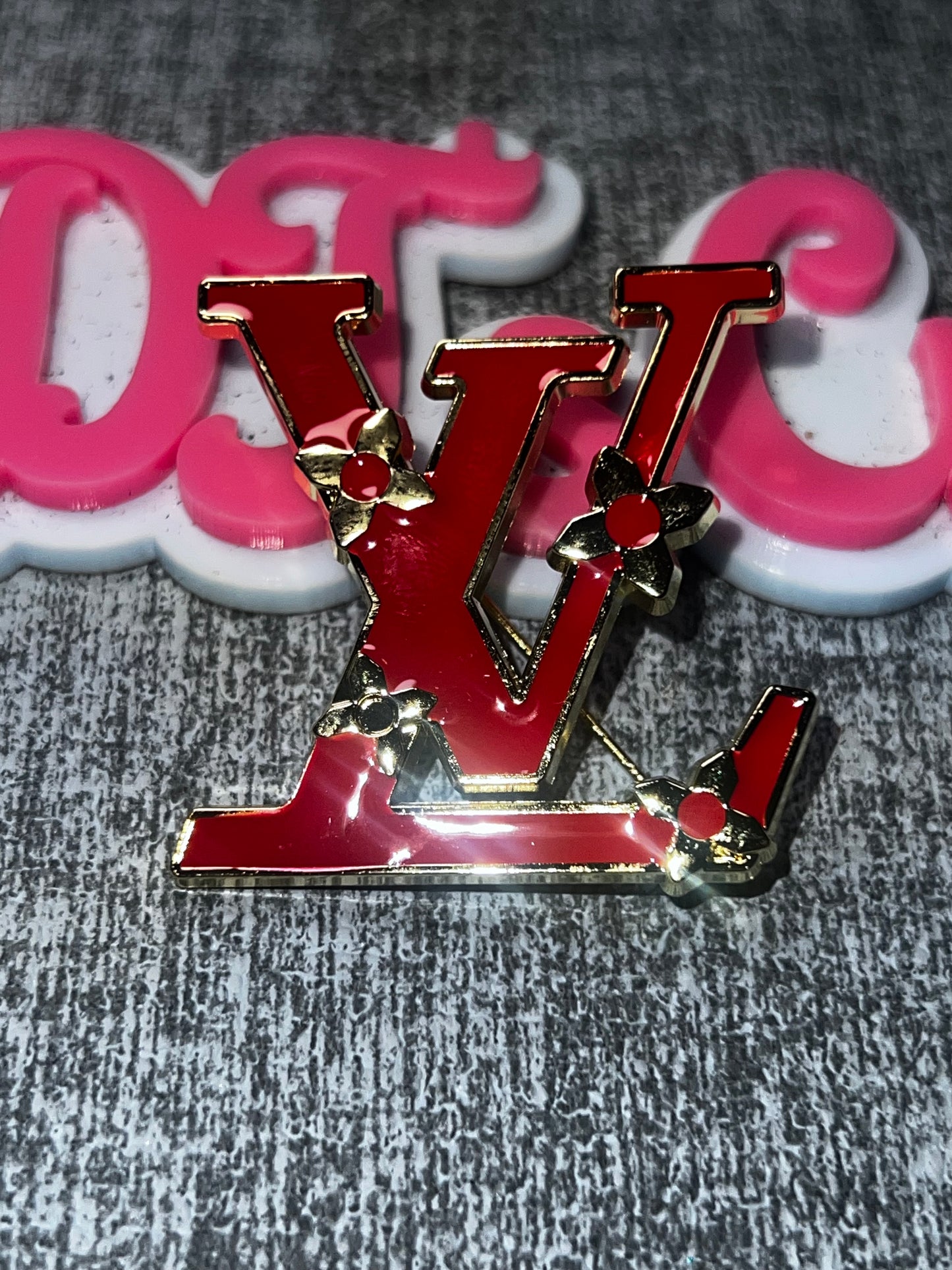 Red Floral Letter Monogram Brooch Pin – Enamel Statement Fashion Jewelry