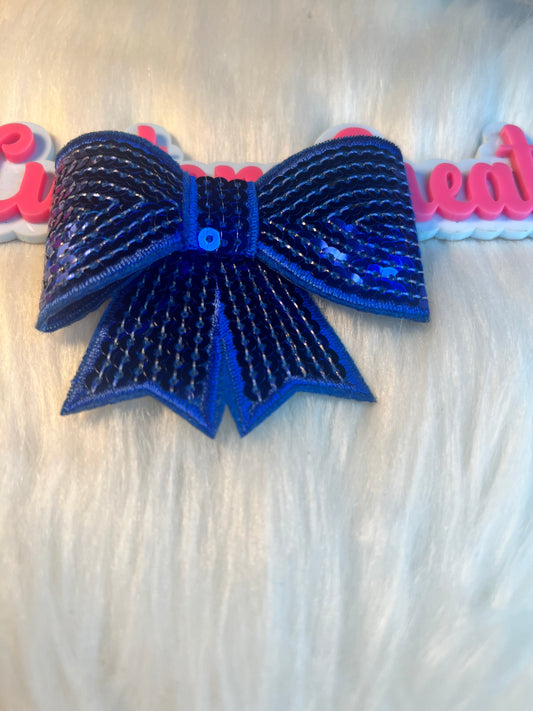 Sequin Blue Bow