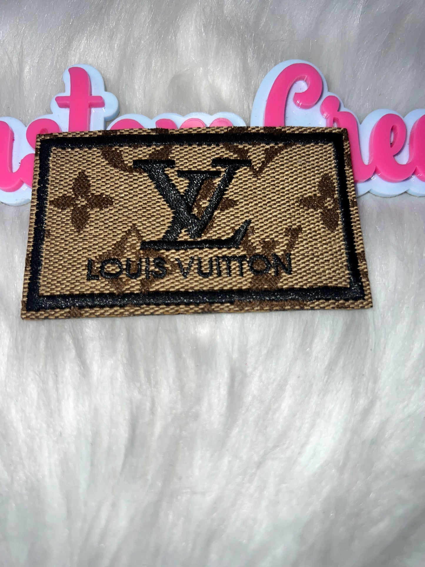 Tan Luxe Monogram Rectangle Patch