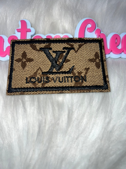 Tan Luxe Monogram Rectangle Patch