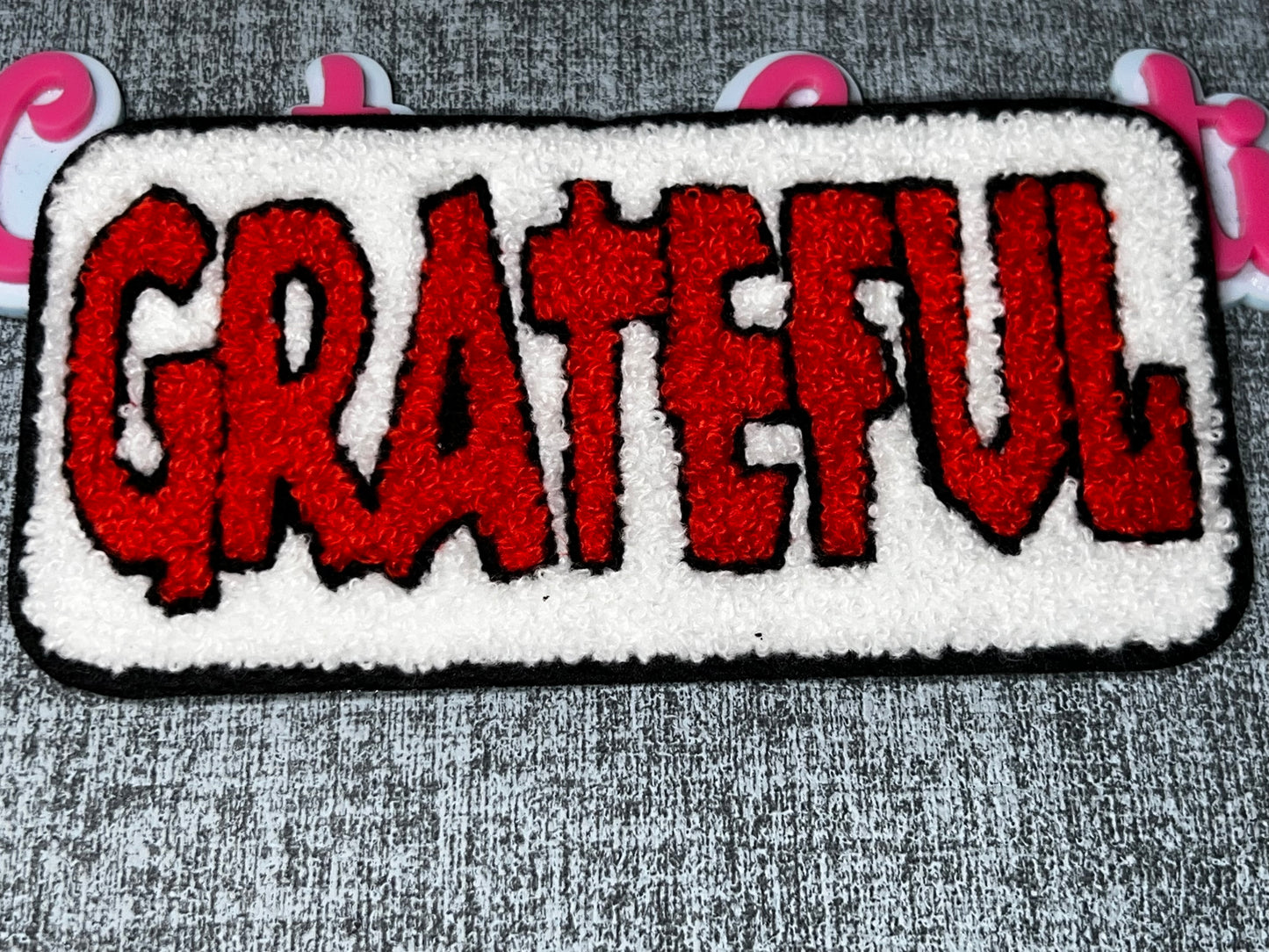 Grateful Patch Red White Chenille Embroidered Iron On Patch Inspirational