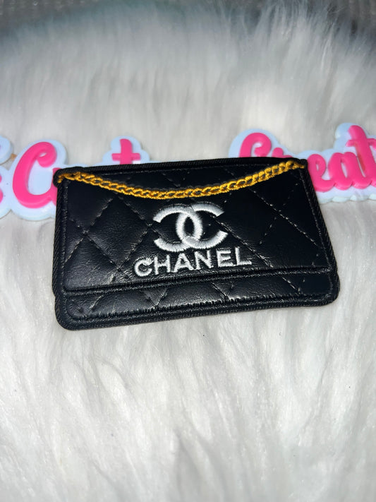Black Quilted CC Purse Patch (Gold Chain Detail)