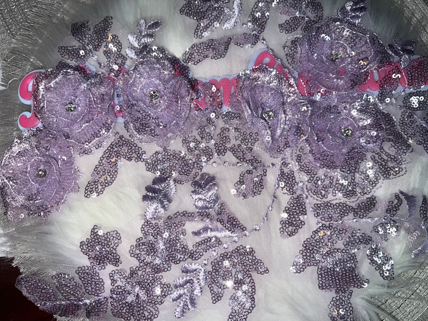 💜 Lavender 3D Floral Sequin Appliqué – Sew or Glue On
