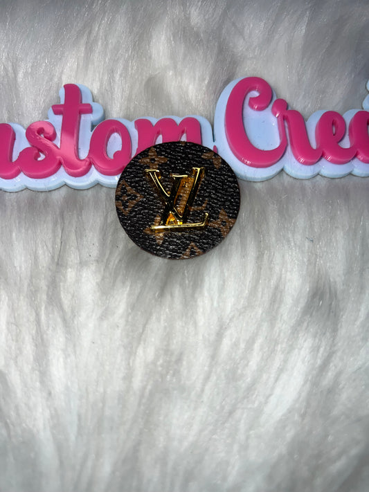 Brown Monogram Style Round Fashion Tag