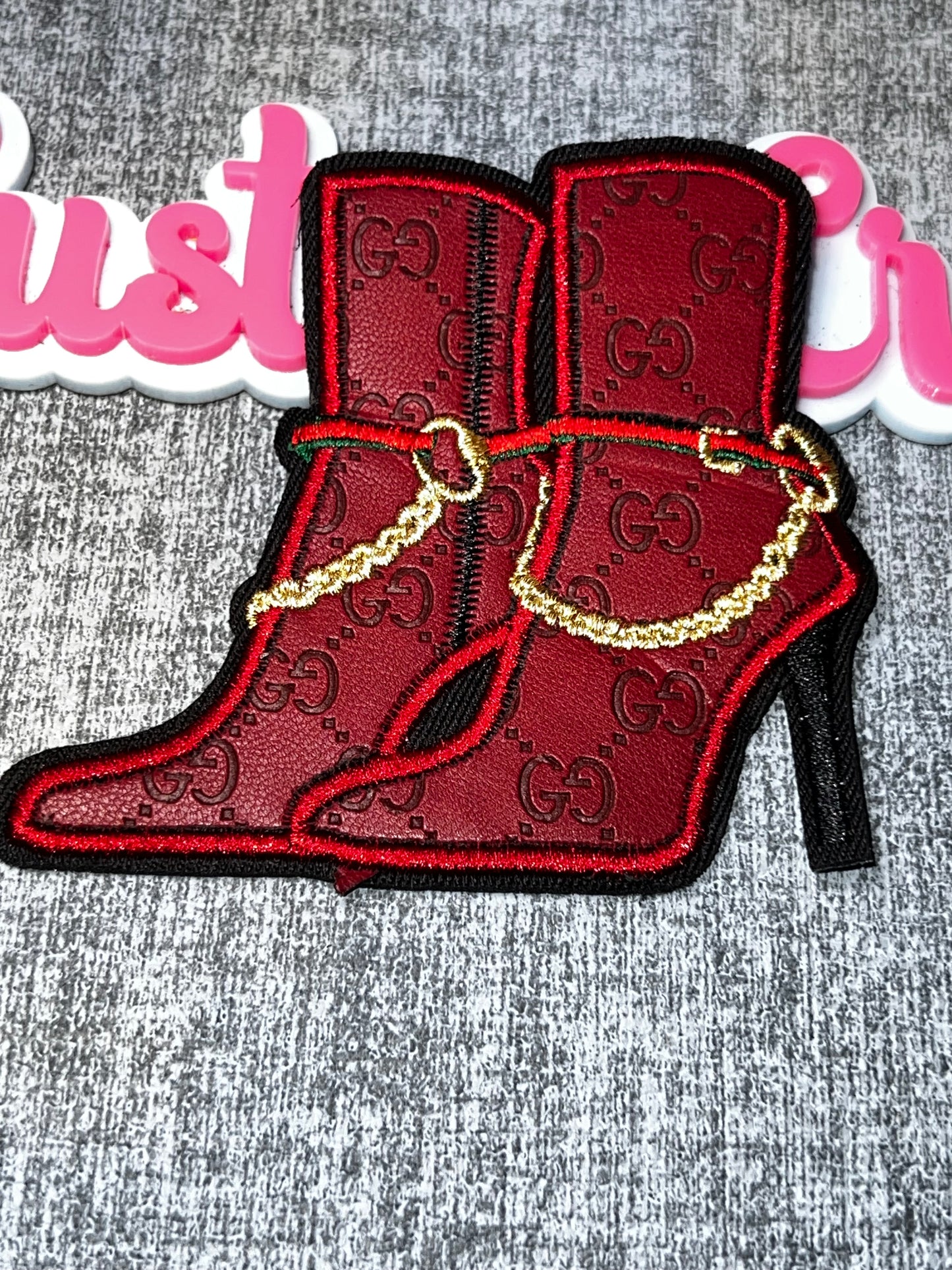 Red Ankle Boot Fashion Patch – Glam Decorative Embellishment