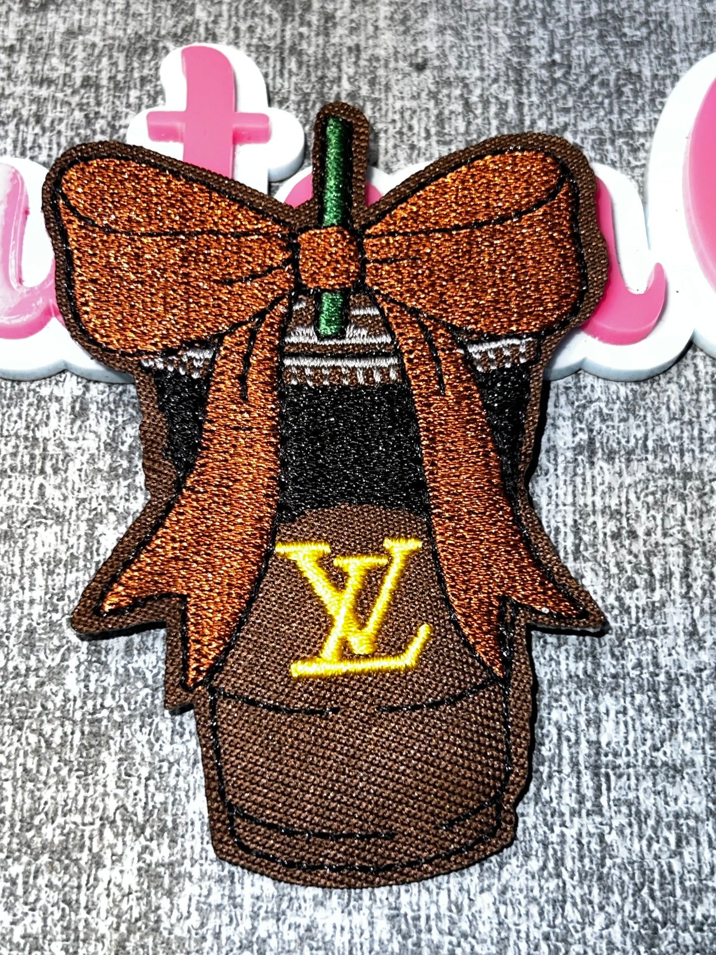 Bow Beverage Cup Embroidered Patch