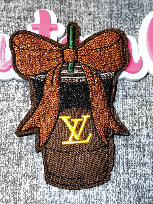 Bow Beverage Cup Embroidered Patch
