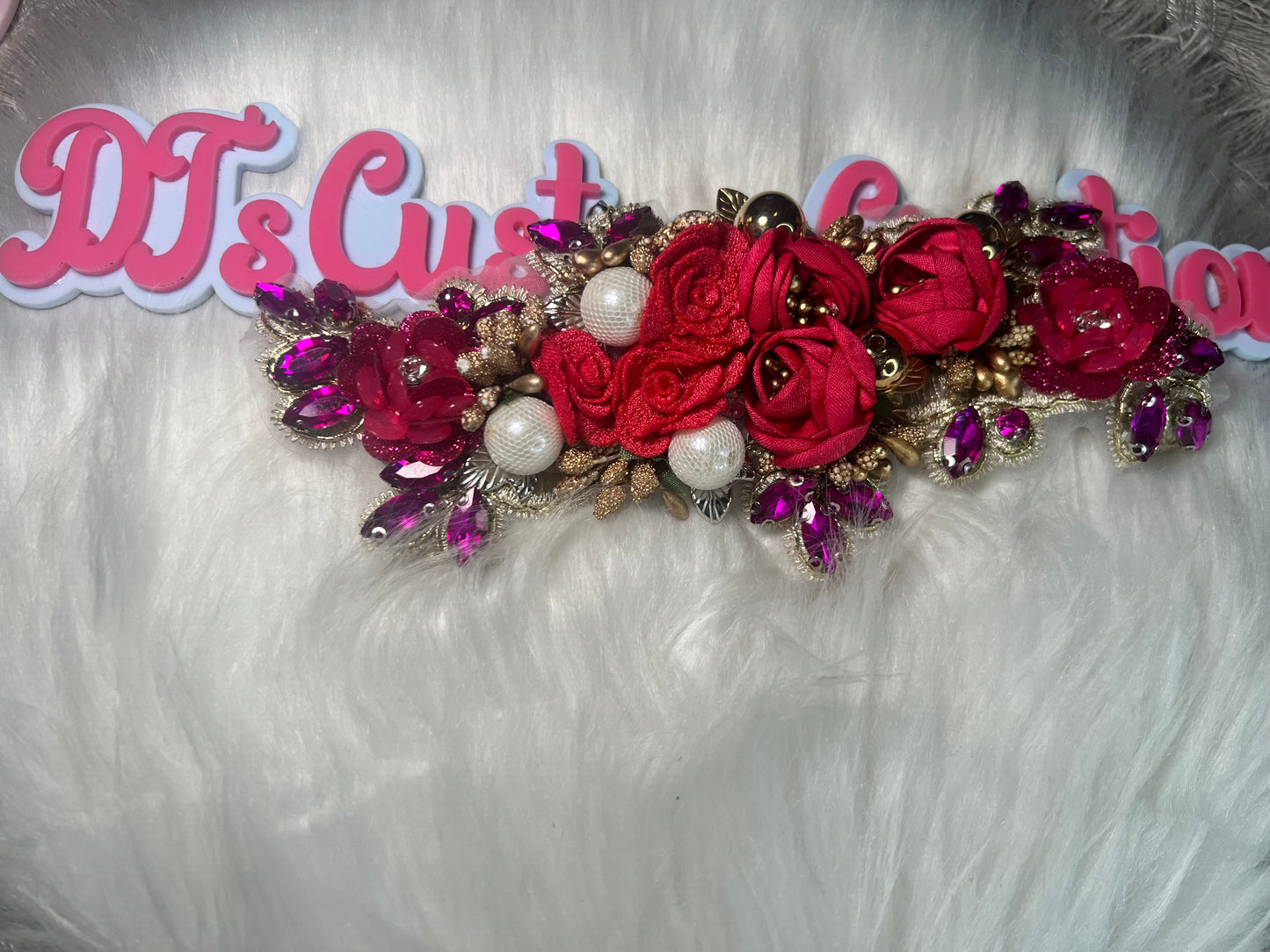 ❤️💜 Red & Fuchsia Gem Floral Appliqué