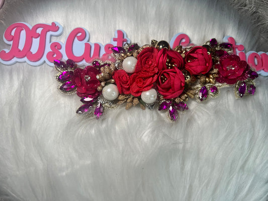 ❤️💜 Red & Fuchsia Gem Floral Appliqué