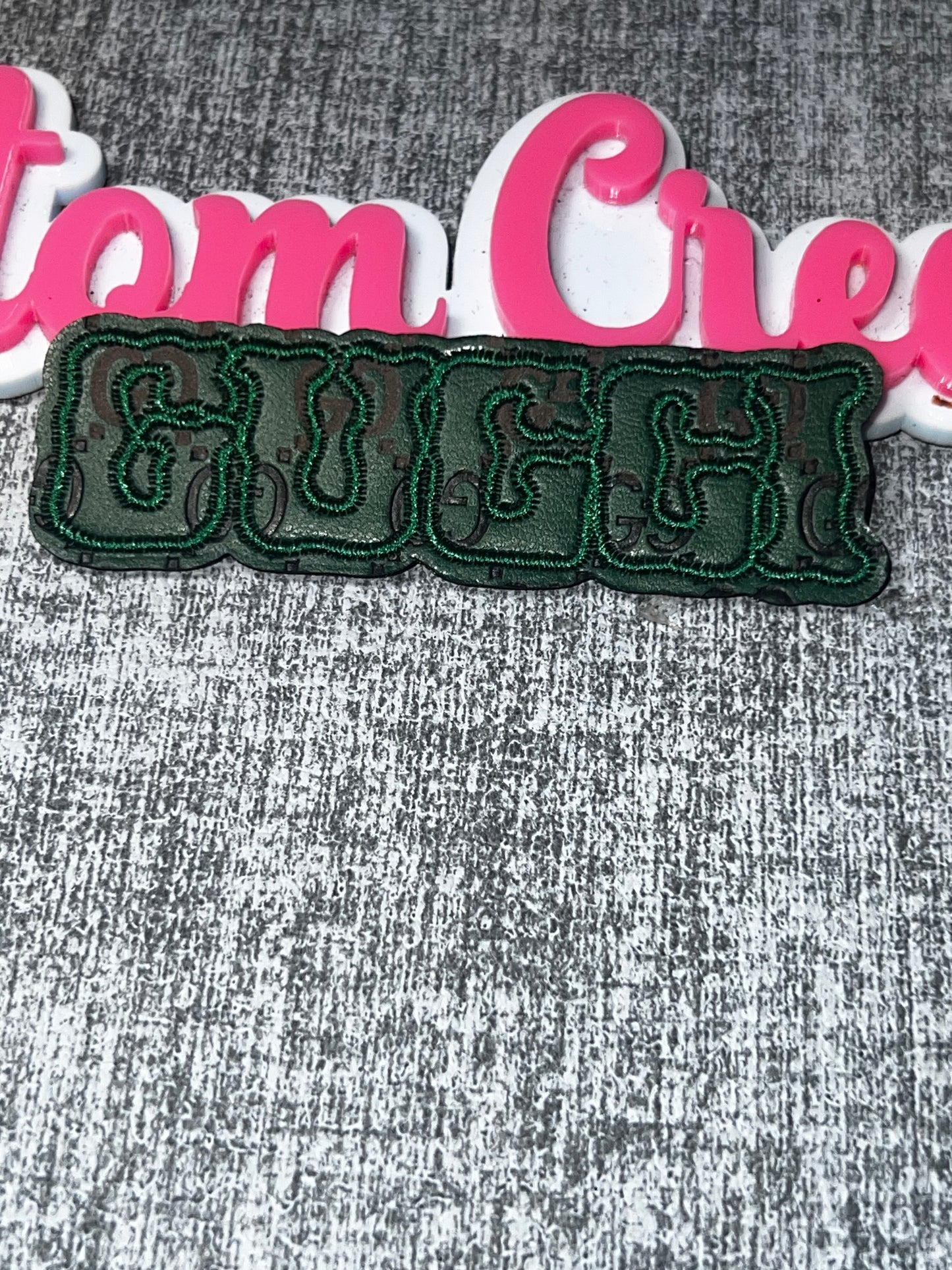 Green Block Letter Patch | Iron On Embroidered Applique, Statement DIY Patch, Jacket Bag Hat Patch