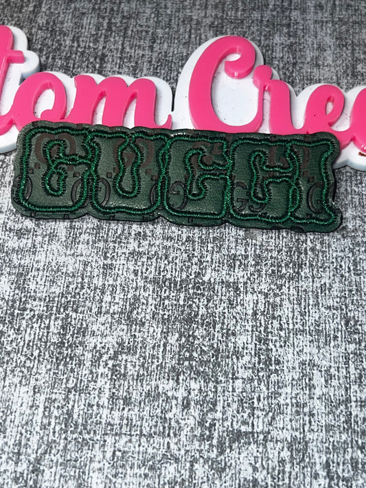Green Block Letter Patch | Iron On Embroidered Applique, Statement DIY Patch, Jacket Bag Hat Patch