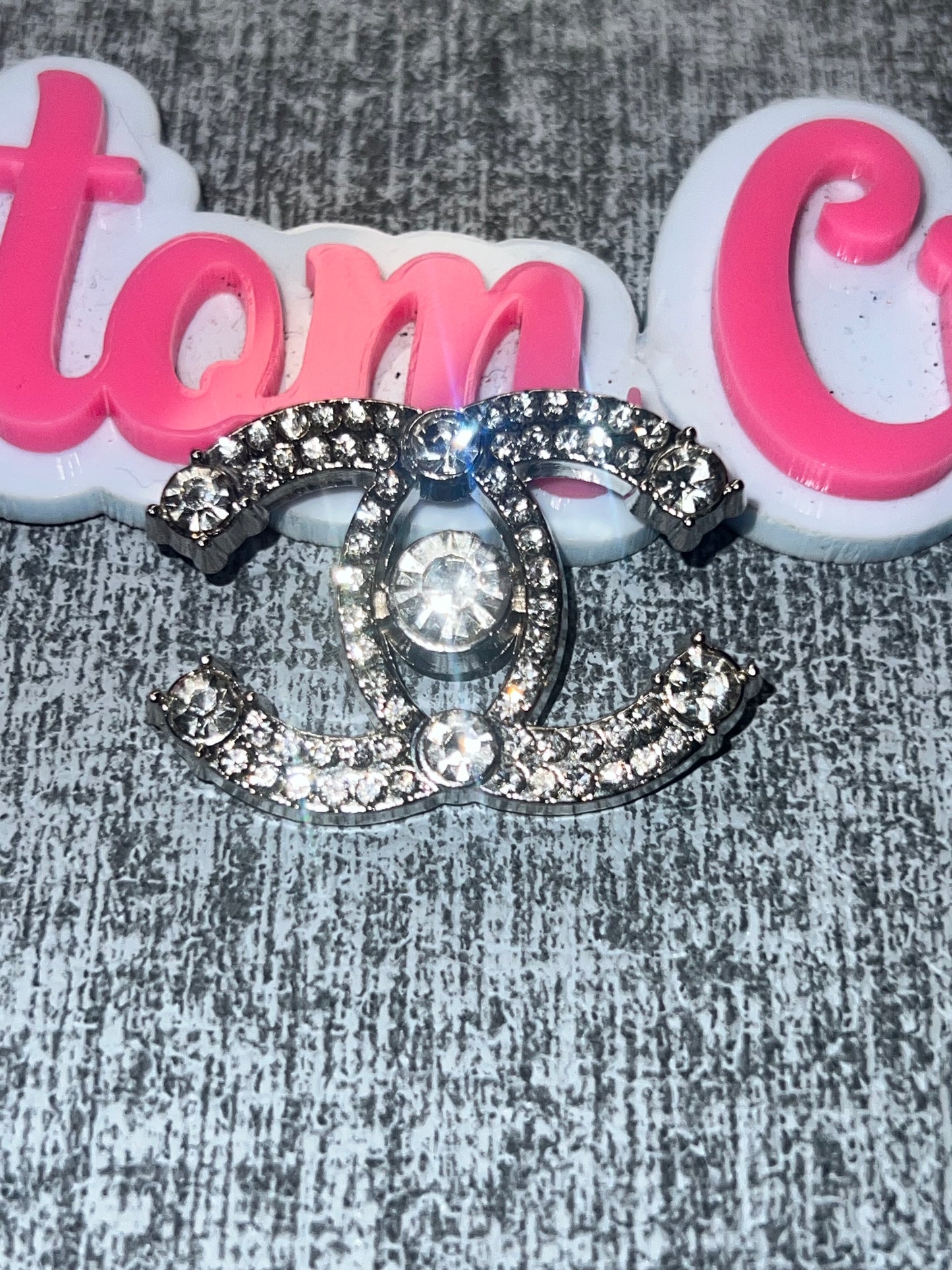 Silver Rhinestone Double Curve Charm – Luxe Statement Charm
