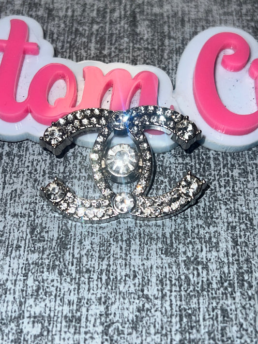 Silver Rhinestone Double Curve Charm – Luxe Statement Charm