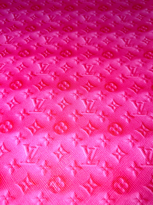 Hot Pink Monogram Style Faux Leather Sheet – 9x12