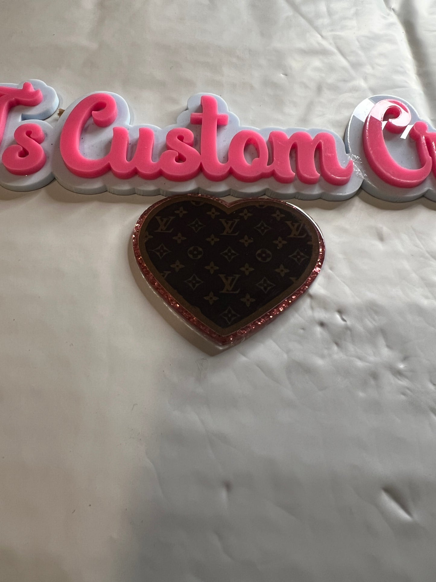 Brown Pink glitter Heart LV