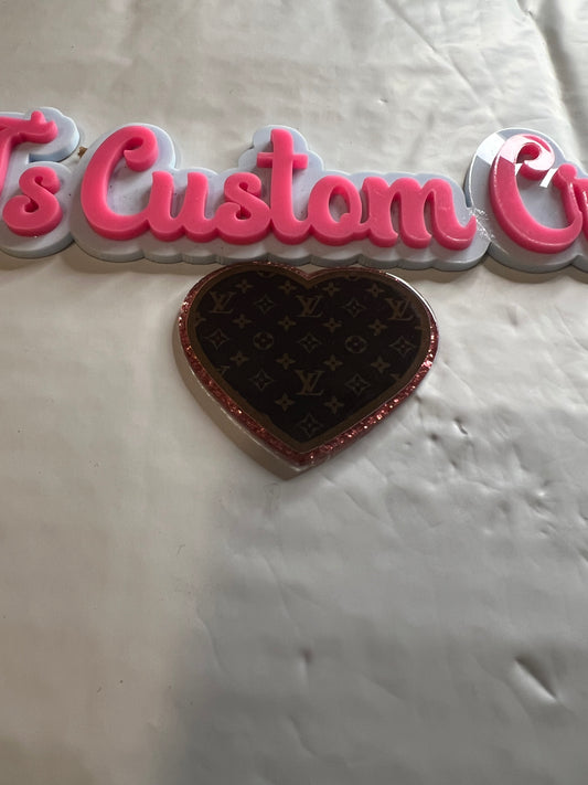Brown Pink glitter Heart LV