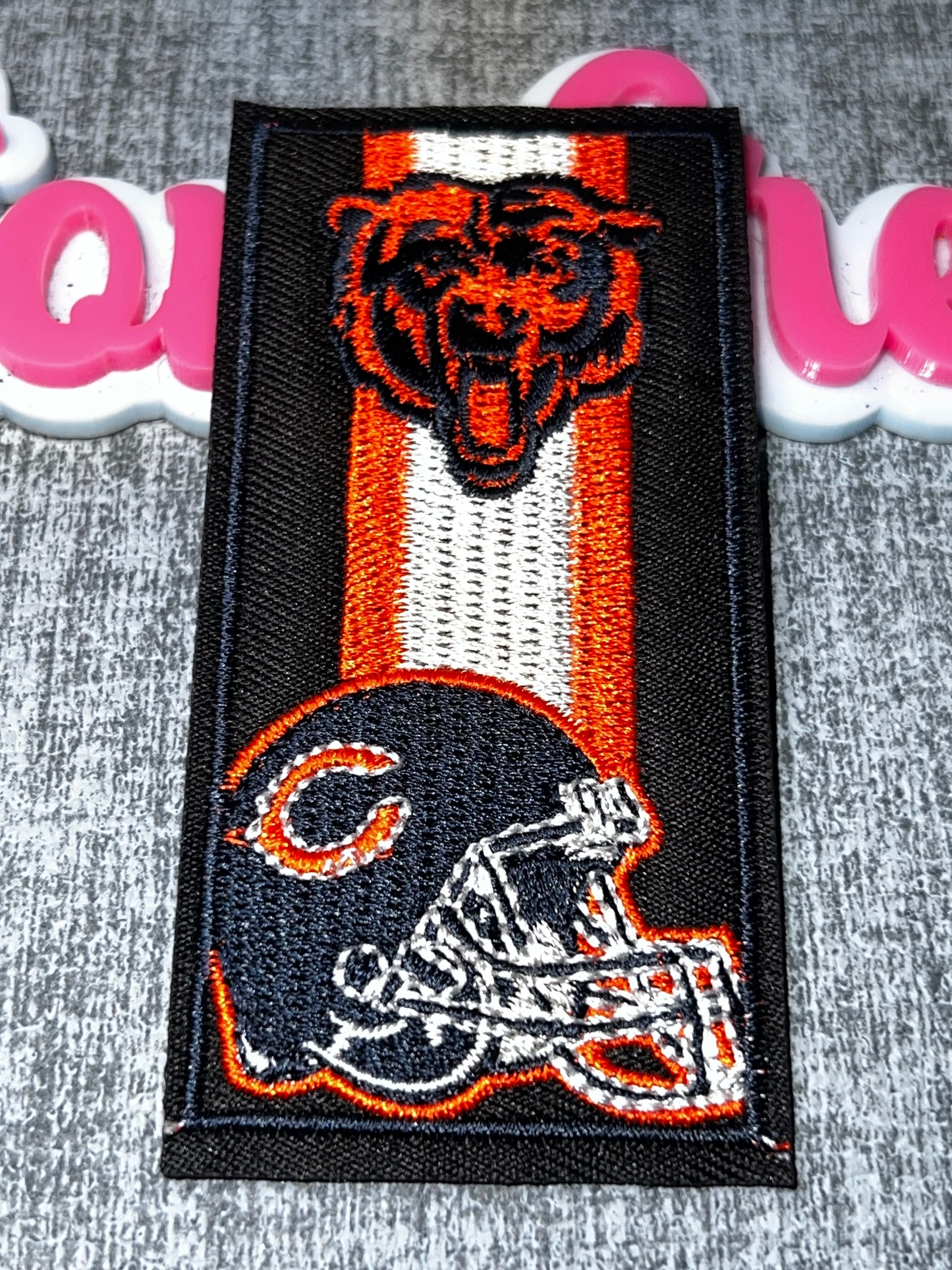 Orange & Black Mascot Stripe Helmet Embroidered Iron-On Patch