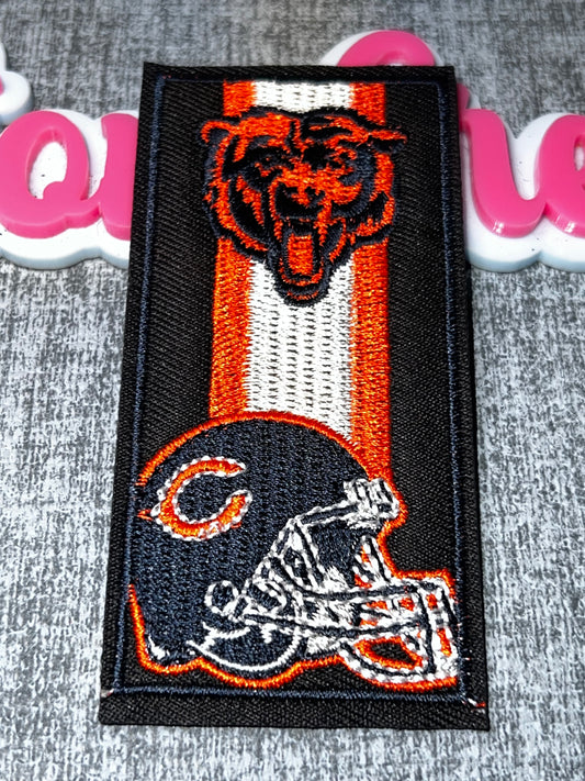 Orange & Black Mascot Stripe Helmet Embroidered Iron-On Patch