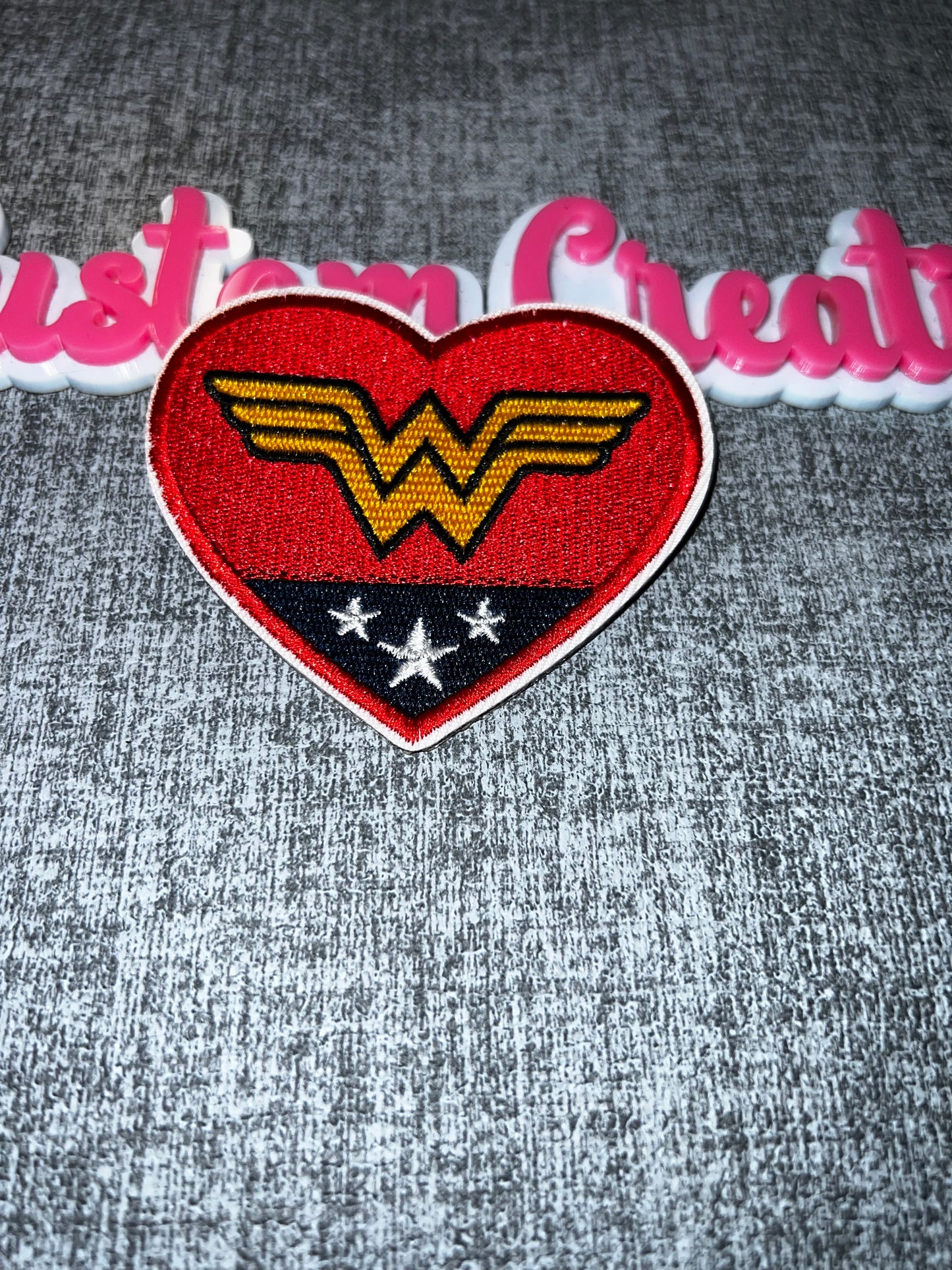 Embroidered Heart Hero Iron-On Patch – Red & Gold Statement Patch