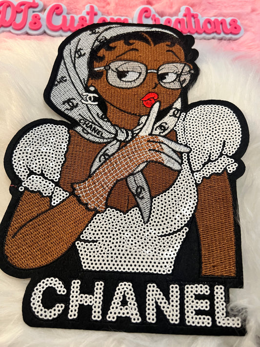 Sequin White CC Betty with scarf