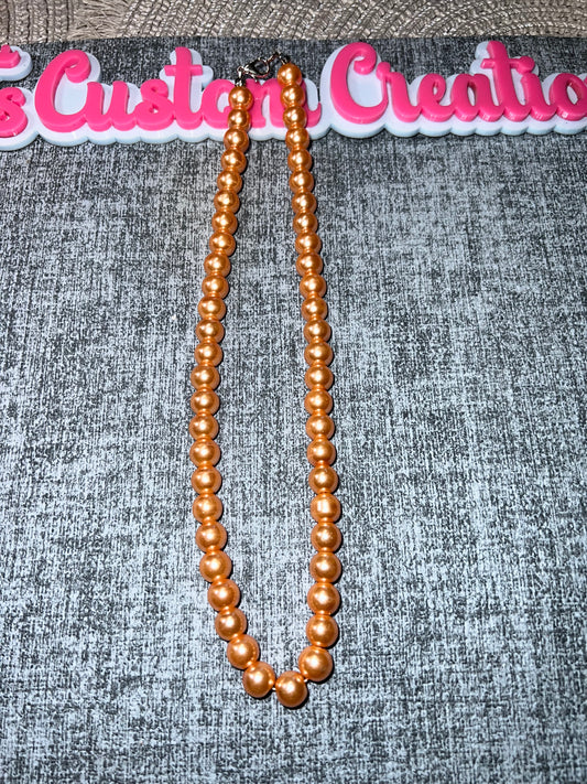Champagne Orange Faux Pearl Necklace