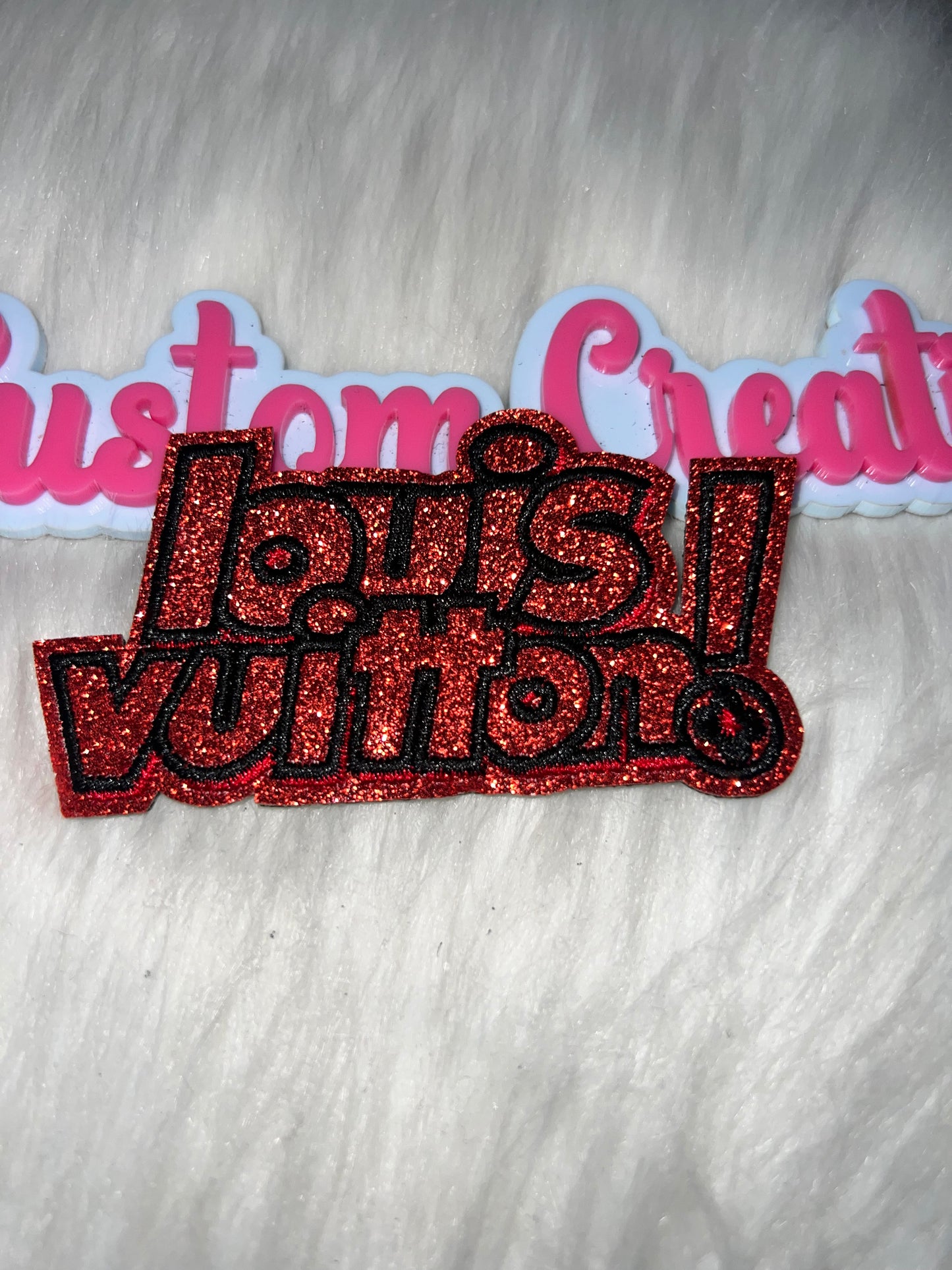 LV Glitter Text Patch (Red Glitter)