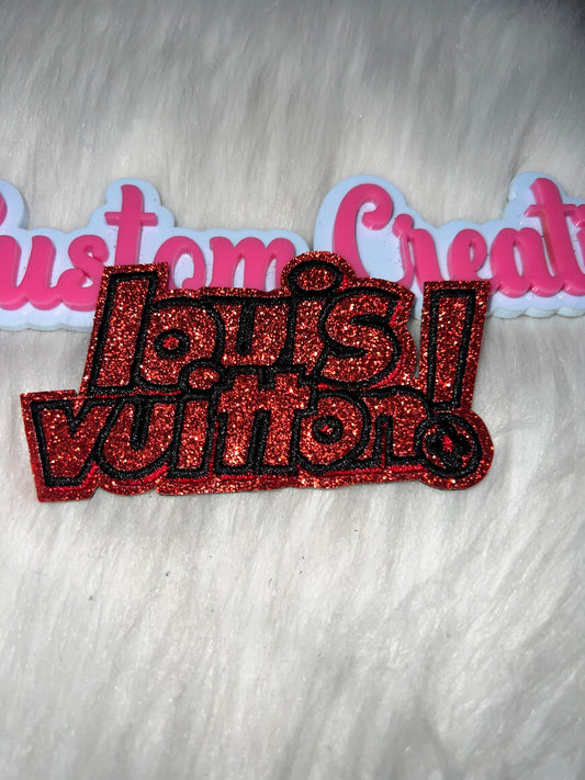 LV Glitter Text Patch (Red Glitter)