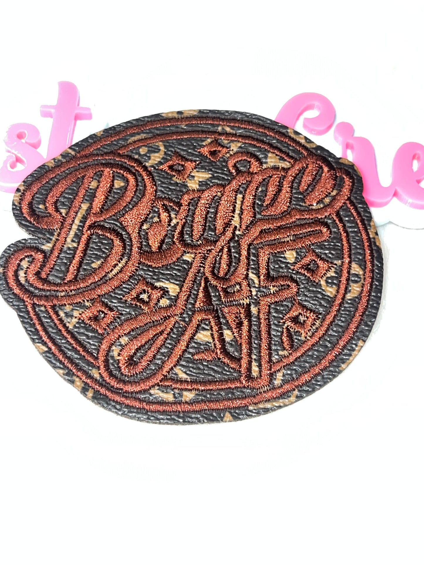Script Circle Patch – Brown