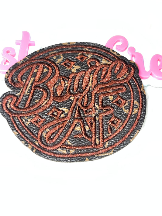 Script Circle Patch – Brown