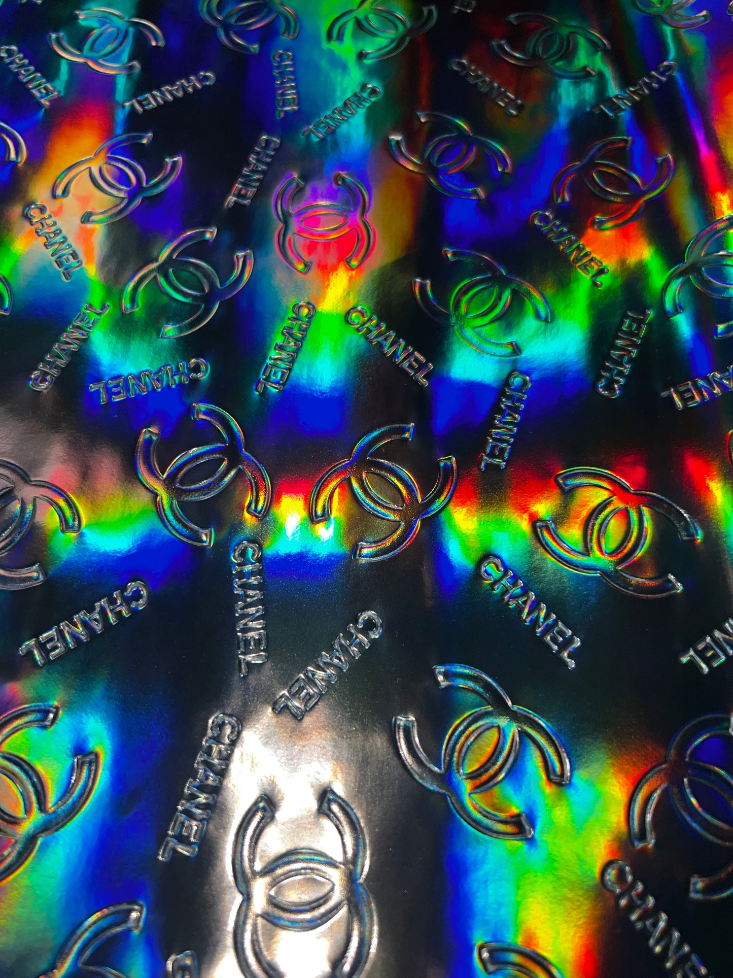 Holographic Embossed Pattern Faux Leather Sheet 9x12 – Rainbow Reflective Craft Leather