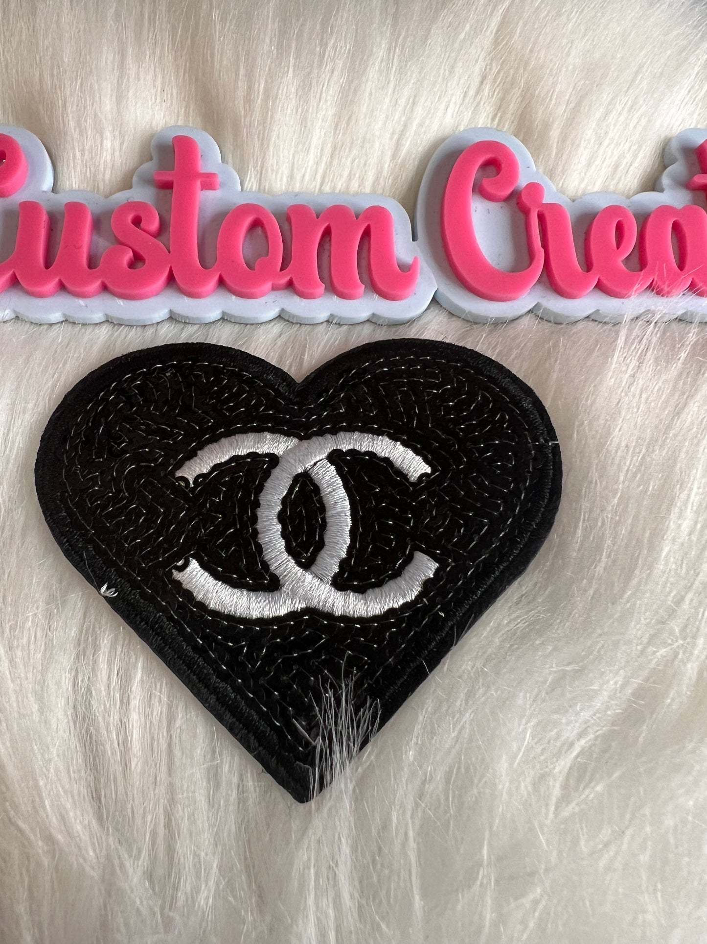 Sequin Black CC heart