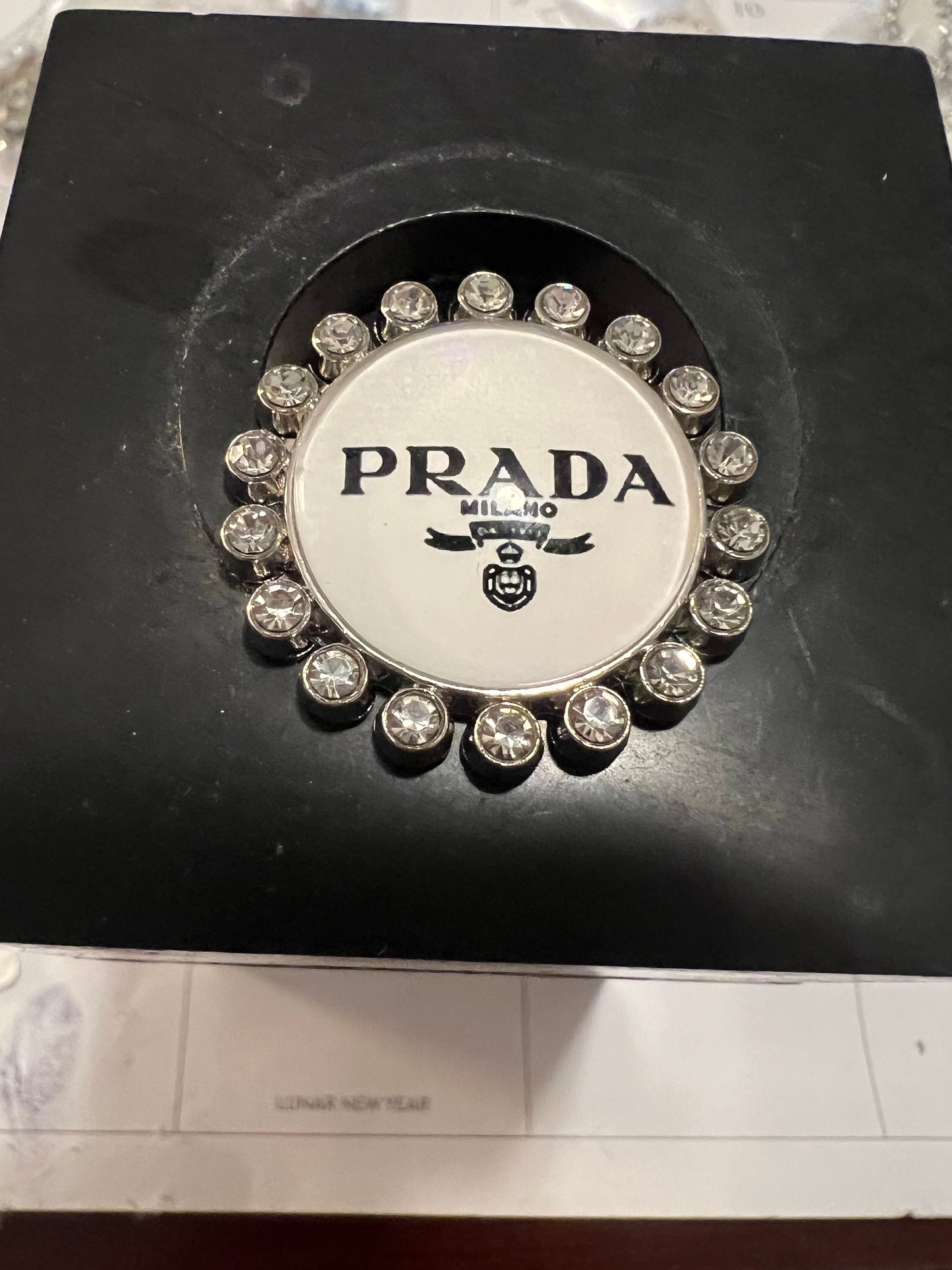 White Black Prada Button