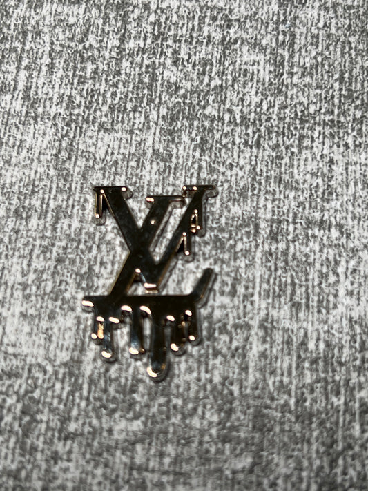 Silver Drip Letter Luxe Flat Back Metal Charm – Statement DIY Craft Charm