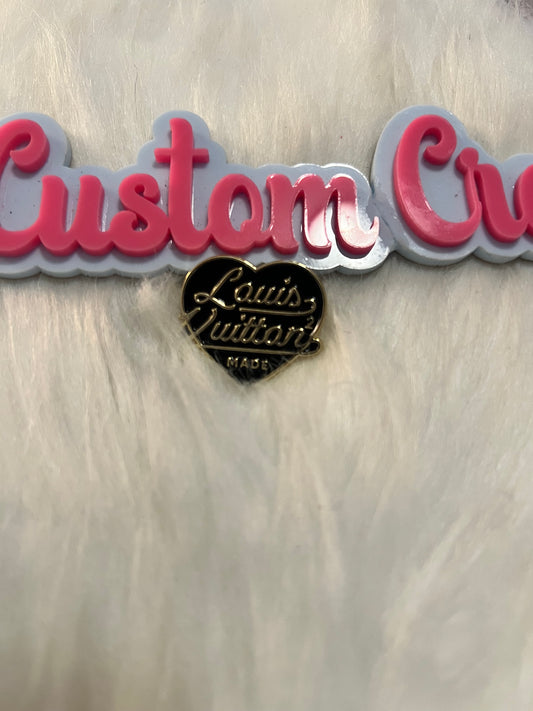 Gold Black LV Brooch
