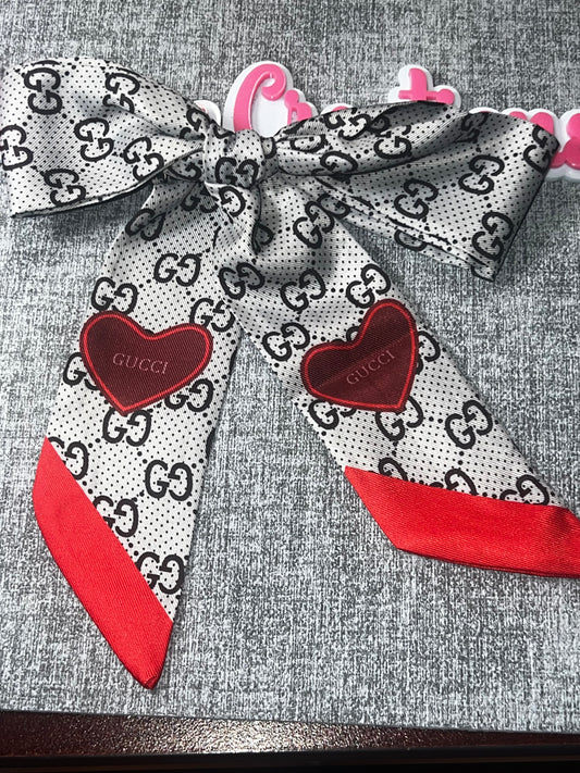 Heart Monogram Scarf Bow – Fashion Hair Accessory