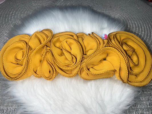 Mustard Yellow 3D Chiffon Flower Trim