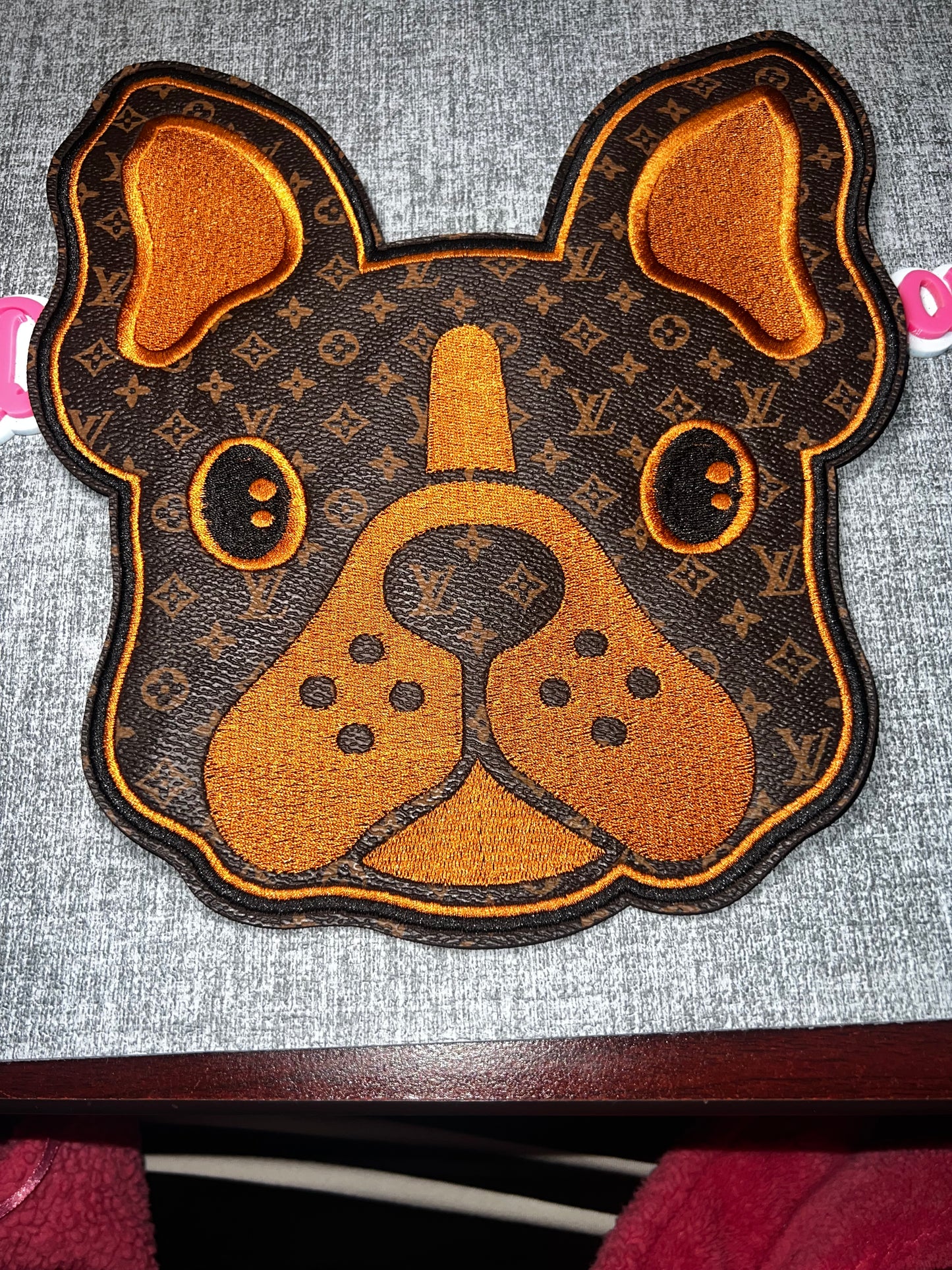 Brown Monogram-Inspired Dog Face Embroidered Patch – Puppy Iron On Applique