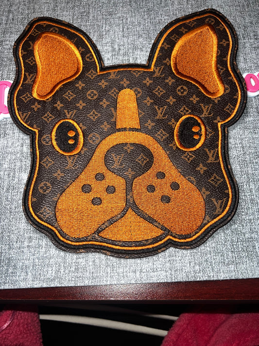 Brown Monogram-Inspired Dog Face Embroidered Patch – Puppy Iron On Applique