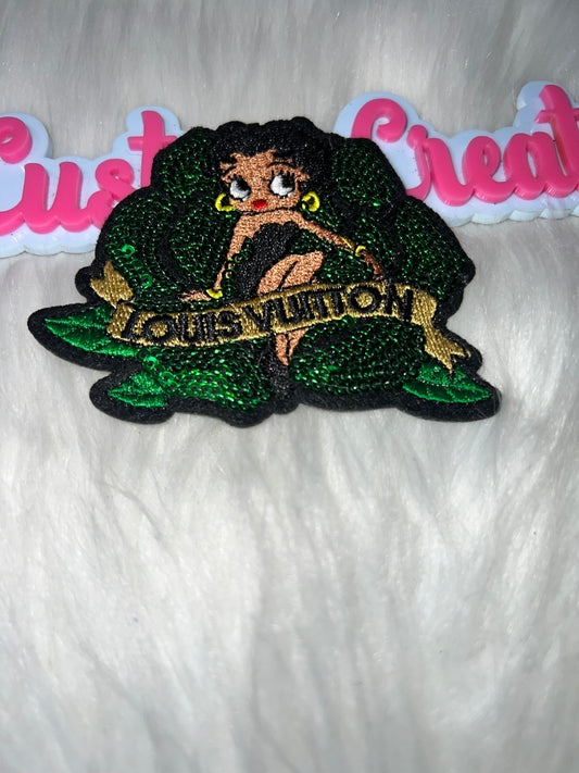 Green Sequin “LV ” Rose Glam Betty Patch
