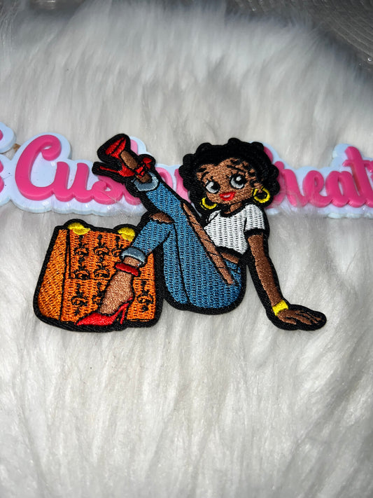 Fashion Girl Iron-On Patch – Embroidered DIY Craft Patch